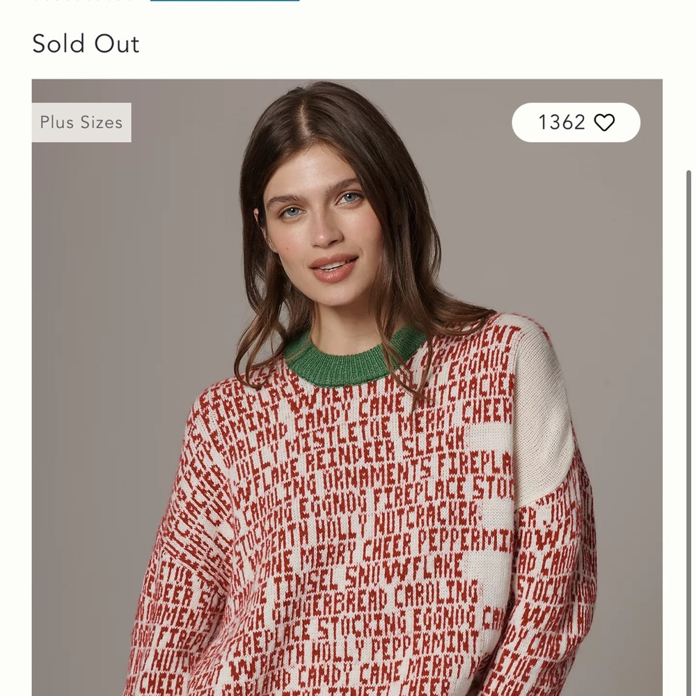 Pilcro Red and Green Holiday Text Sweater size small NWT